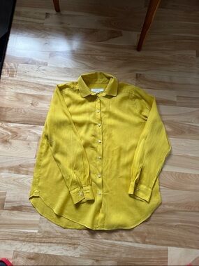 LOFT women’s sheerYellow Casual Button-Down Shirt
